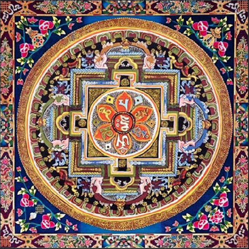 Tranh Thêu Chữ Thập Tây Tạng Phong Cách Mới 2022 Sutra Buddhism Town House Six-Caracter Mantra Thêu Hình Trái Tim Cho Phòng Khách
