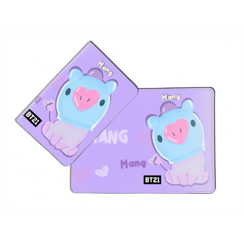 Bao da passport/hộ chiếu cao cấp in hình Chibi BT21 BTS Siêu cute