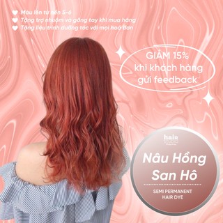 (Tặng Bodymist) Thuốc nhuộm tóc màu nâu hồng san hô không tẩy (kèm trợ nhuộm, găng tay)