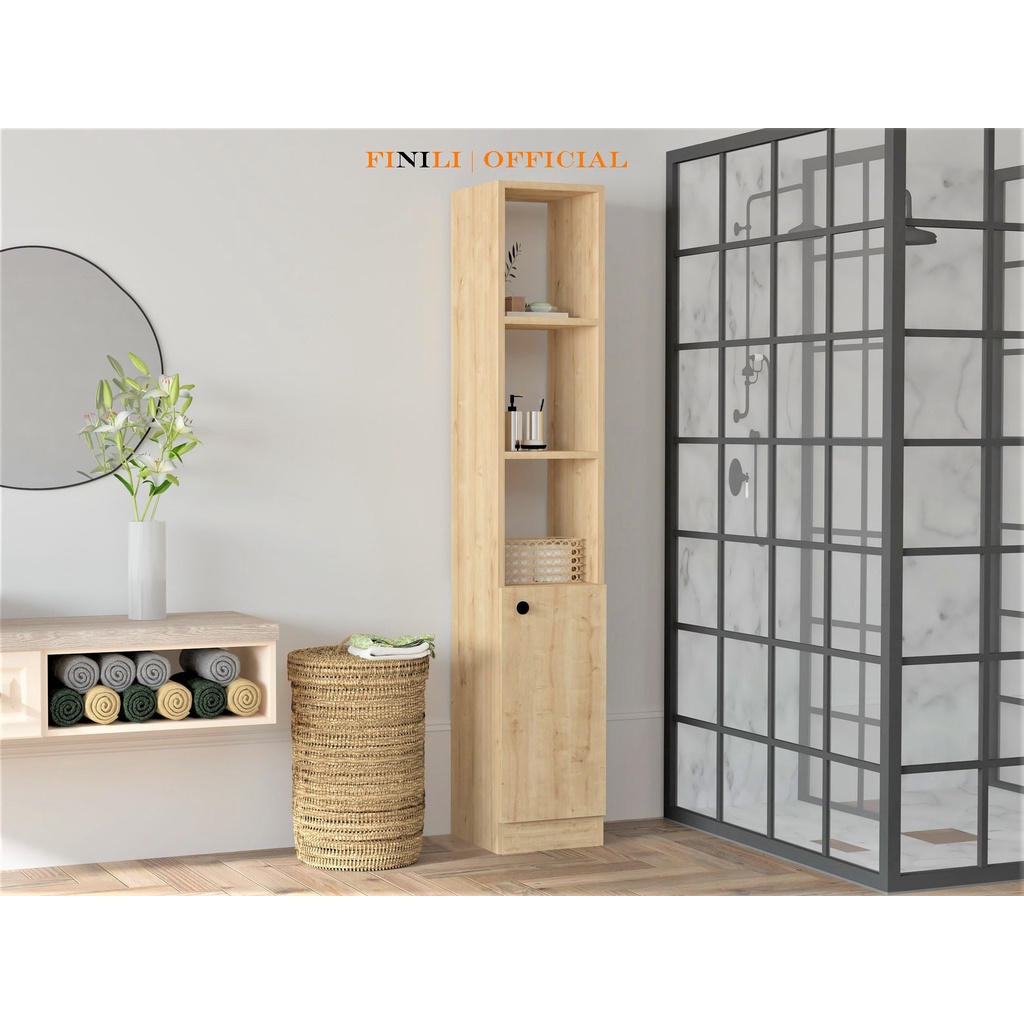 Tủ đa năng góc tường nhà tắm FINILI nhỏ gọn và tiện dụng để đựng đồ khăn FNLO684
