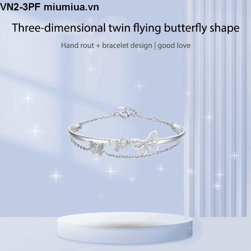 Vòng Tay Hai Lớp Bằng Hợp Kim Hình Bướm Thời Trang Dành Cho Nữ
