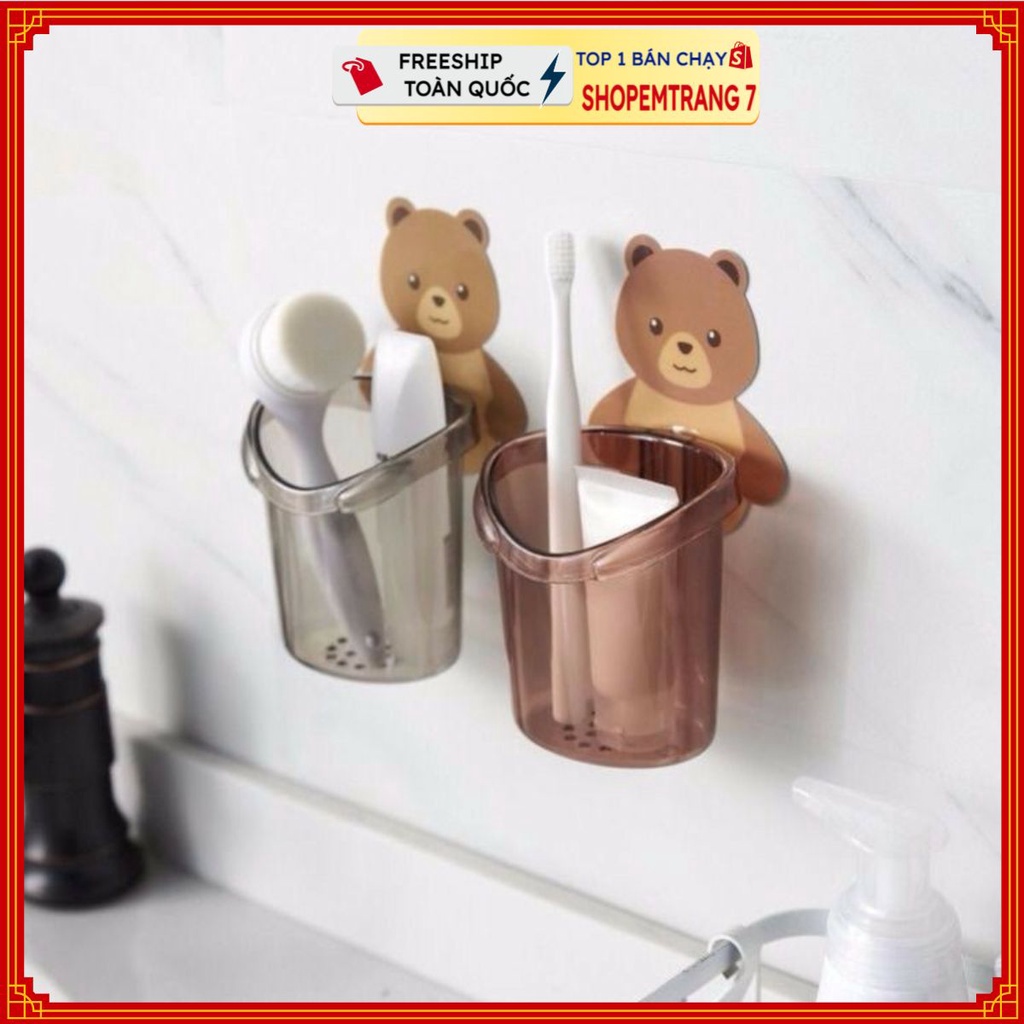 Cốc Đựng Bàn Chải, Kem Đánh Răng Hình Gấu Cute Dính TườngSHOPEMTRANG7Giỏ dán tường siêu chắc đựng bàn chải đánh răng