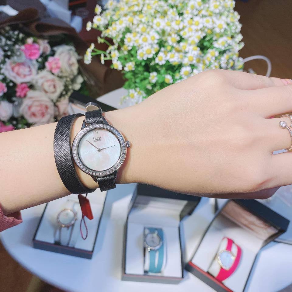 Đồng hồ nữ Burgi mặt không số, dây dài quấn 2 vòng - BUR224BU