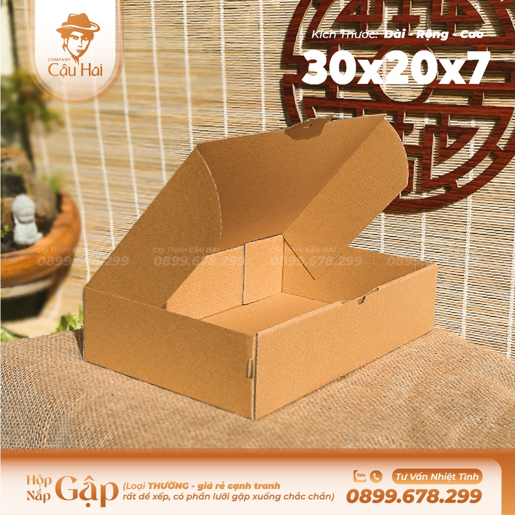 Set 50 hộp carton nắp GẬP 30x20x7