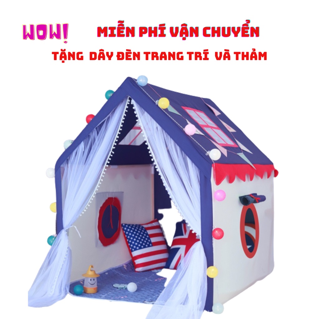 Lều CÔNG CHÚA, HOÀNG TỬA HÌNH NGÔI NHÀ Cho Bé Ngủ Chơi - Lều Hoàng tử Công Chúa TẶNG THẢM VÀ ĐỀN TRANG TRÍ