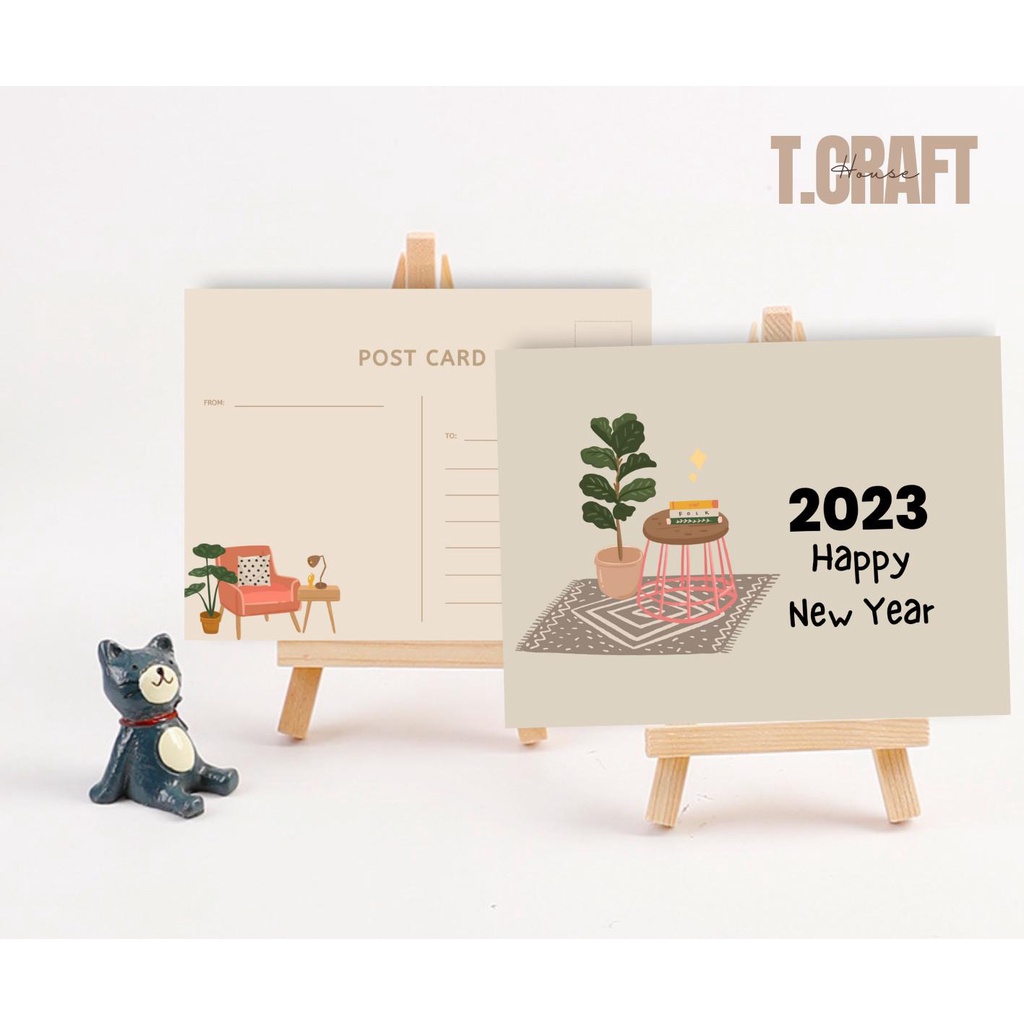 LỊCH ĐỂ BÀN 2023 CHÂN GỖ HANDMADE A6 TRANG TRÍ BÀN HỌC/LÀM VIỆC T.CRAFT HOUSE- FULL HOUSE (TẶNG KẸP GỖ VÀ BAO THƯ THƠM)