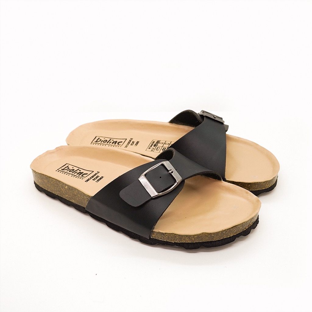 PUK08 - CHỐNG NƯỚC - Dép đế trấu Birken nam nữ Unisex, quai ngang, da PU cao cấp, dép công sở chính hãng Bioline
