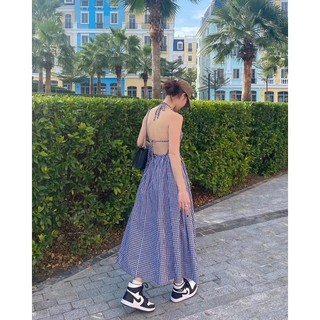 𝐒𝐭𝐞𝐥𝐥𝐚 𝐃𝐫𝐞𝐬𝐬 - Đầm caro cổ yếm khoe lưng