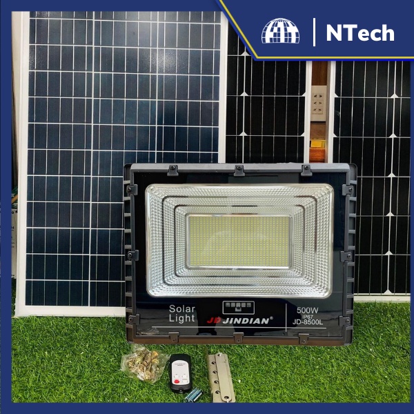 Đèn Năng Lượng Mặt Trời, Đèn Pha JinDian JD-8500L Công Suất 500W - Mẫu Mới 2022, Khung Nhôm, Chip Led "SMD"- BH 02 Năm