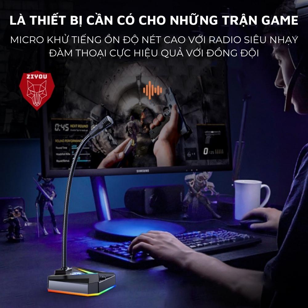 Micro Máy Tính, Laptop Ziyou MK10 LED RGB Thu Âm Chống Nhiễu Kết Nối Jack USB Hoặc 3.5mm Dùng Live Stream, Học Online | BigBuy360 - bigbuy360.vn