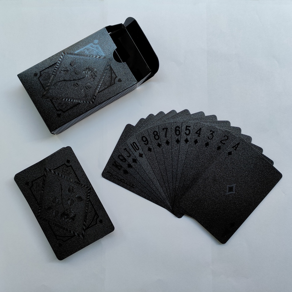Bài tây poker nhựa cao cấp mạ nhũ màu đen chống thấm nước uốn cong chính hãng dododios