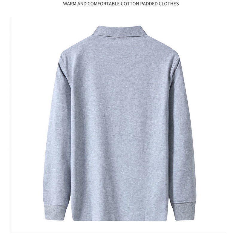 Áo Thun POLO Cotton Tay Dài Màu Trơn Có Túi Đơn Giản Thời Trang Xuân Thu Mới Dành Cho Nam Trung Niên