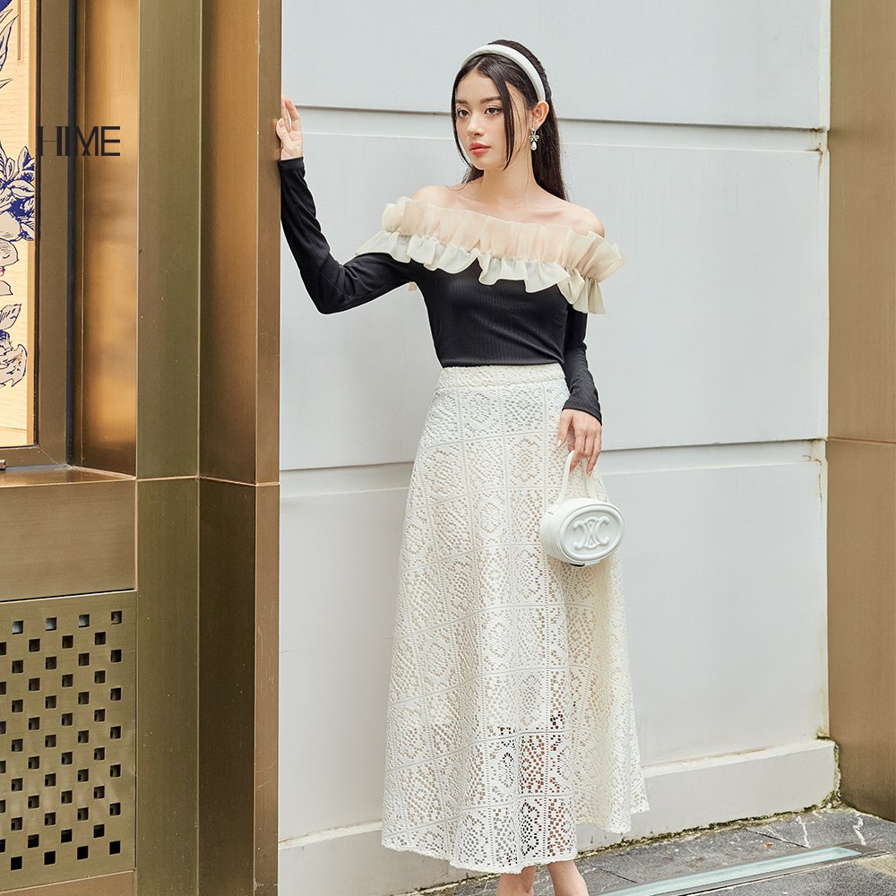 Chân váy midi ren 2 lớp HIME H149