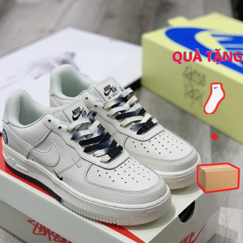 Giày Nike Be Sữa Air Force 1 Low " Brooklyn " Sail Black, Giày AF1 âm dương, Giày nike be sữa bản đẹp full box bill