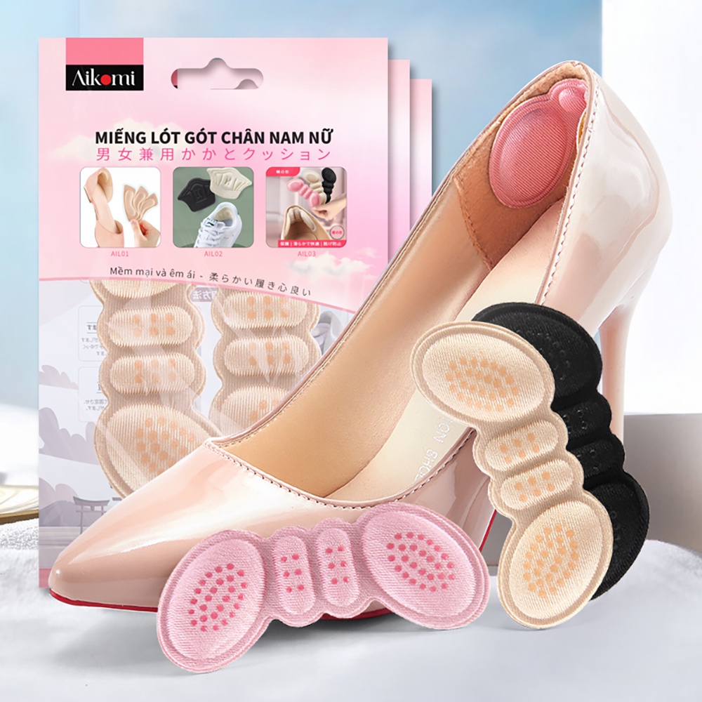 Cặp Lót gót giày chống rộng, chống trơn trượt, chống xước, bảo vệ gót bàn chân Aikomi AIL03