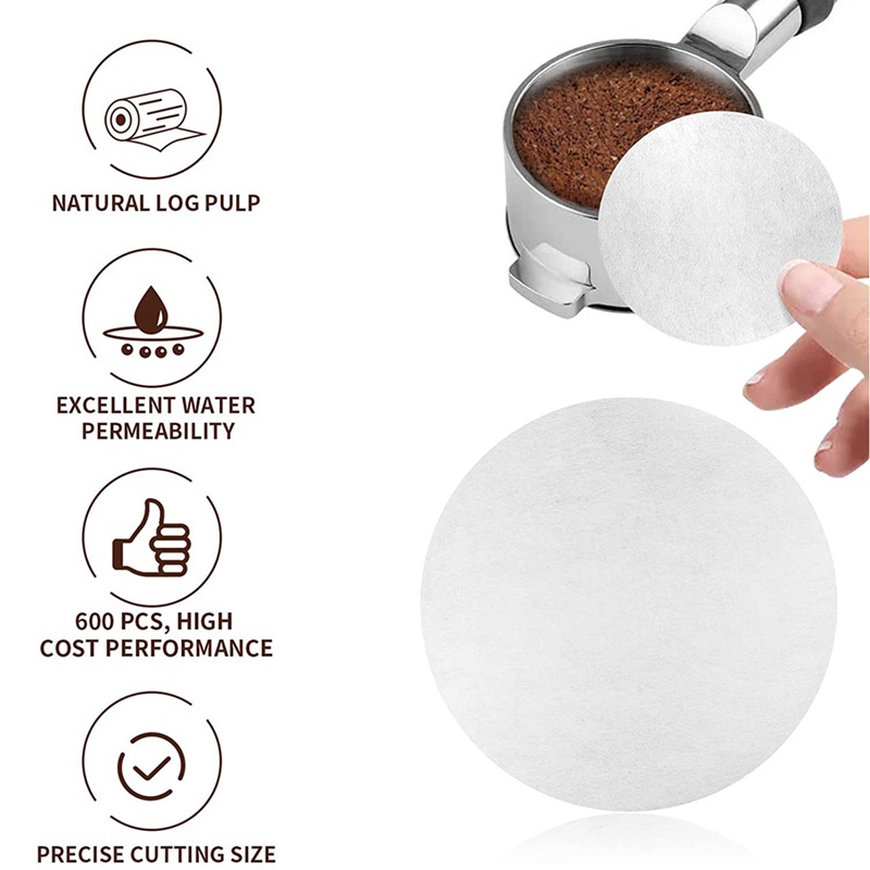Set 600 Giấy Lọc Cà Phê Espresso Không Tẩy Trắng Màn Hình 51mm