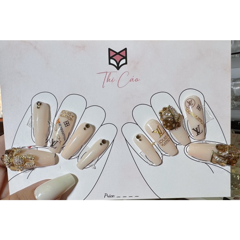 Xtreme Nails & Beauty - @instatom.03 Louis Vuitton Nails!! Using LV stickers  I made 😍😍 Ft- Builder Base Protracts- Long Coffin Stone Ivory Starlight  Ivory Disco Diamond Velvet and High Shine Top
