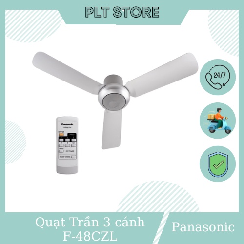 Quạt trần 3 cánh Panasonic F‑48CZL điều khiển từ xa, 3 cấp độ an toàn, 3 cấp gió, hẹn giờ