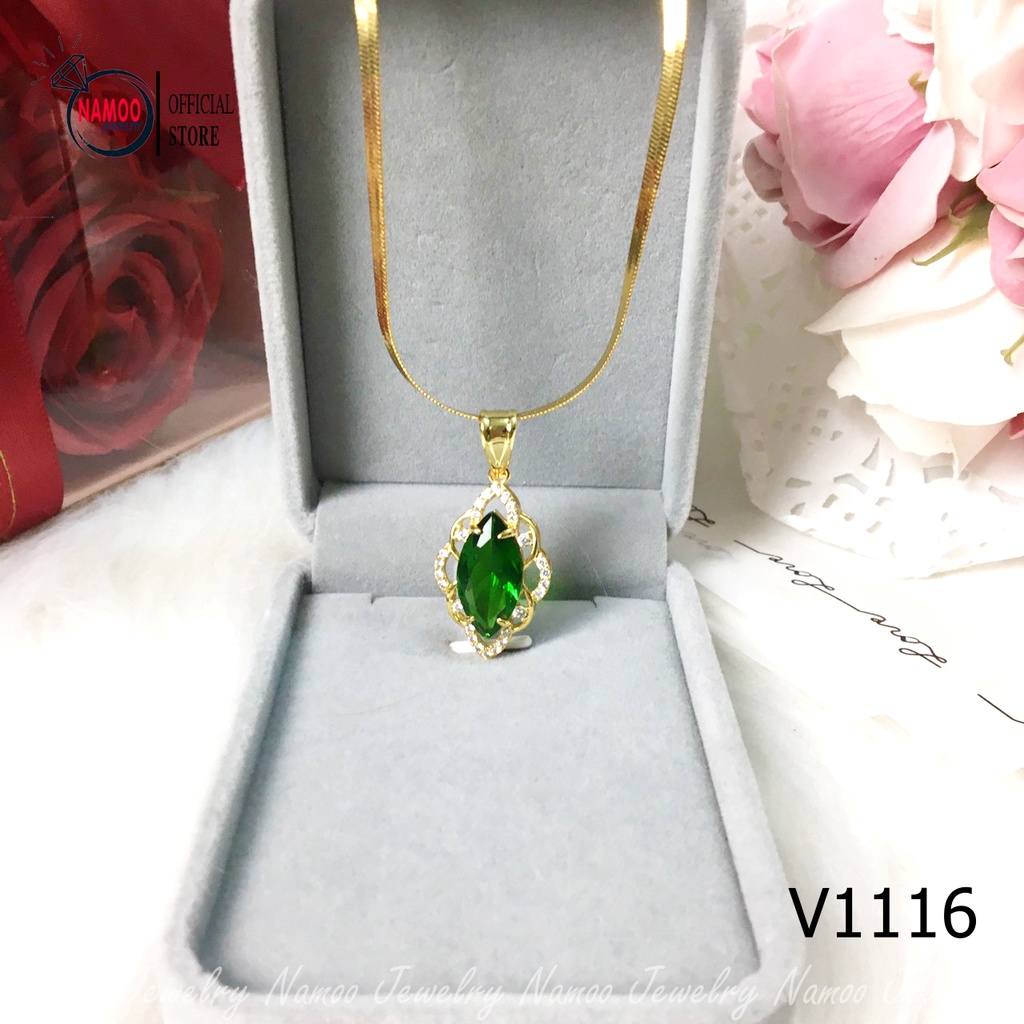 Dây Chuyền Khảm Đá Lục Bảo Cực Đẹp Cực Chất Cho Nữ V1116 Namoo Jewelry