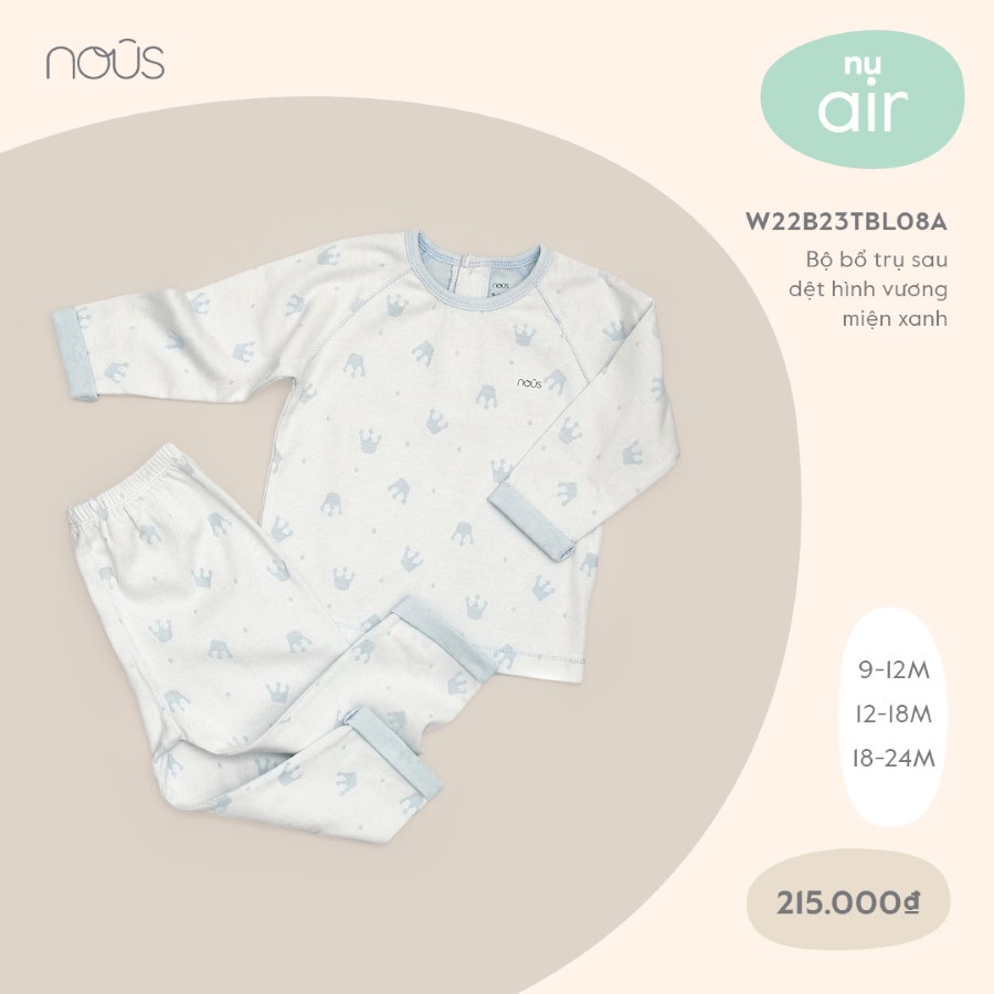 [Nhiều mã] Bộ quần áo thu đông Nous dài tay cài vai cao cấp - (Size Từ 9-24M)