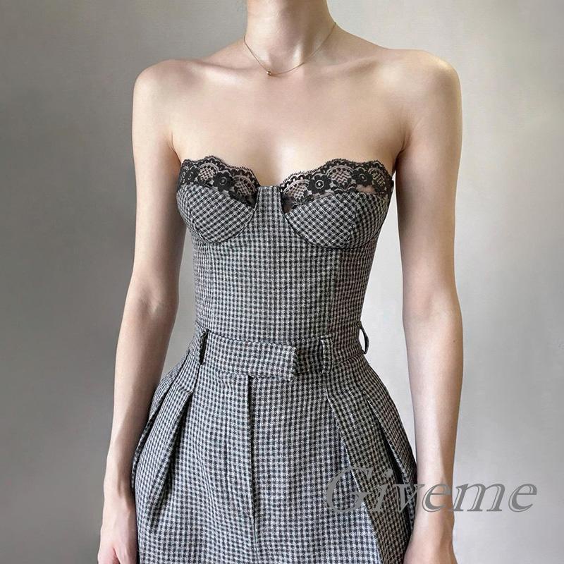 Áo Lửng Cúp Ngực Phối Ren Thời Trang Cho Nữ