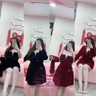 ( 60-90KG ) SET ĐẦM KÈM KHOÁC NHUNG ĐÍNH ĐÁ 1673