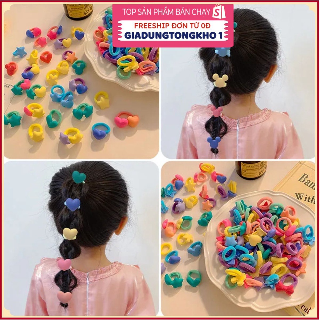 PVN48570 Set 10 Dây Cột Tóc Co Giãn Hình Trái Tim Nhỏ Dễ Thương Cho Bé Gái Giá Rẻ