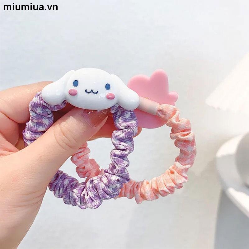 miumiuaSANRIO Dây Cột Tóc Hình Tròn Cỡ Lớn In Họa Tiết Hoa / Chú Heo Dễ Thương Thời Trang Cho Nữ