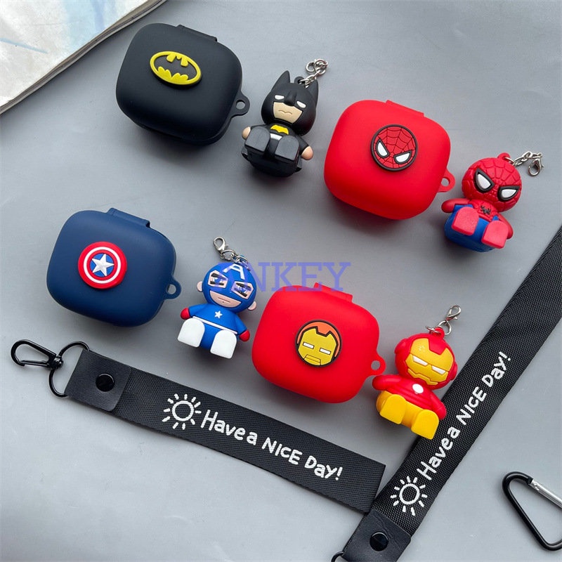 JBL Live Pro+ Pro 2 / Free 2 / T280 TWS X2 / Wave Flex Earphone Silicone Case Cartoon Batman Earbuds Waterproof Shockproof Soft Protective Headphone Cover Headset Skin Lanyard