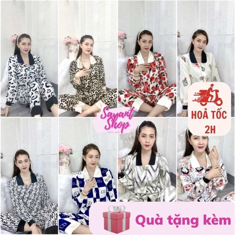 Pijama in 3D Tay Dài Mặc Nhà Lụa Satin Cao Cấp Vải Đẹp