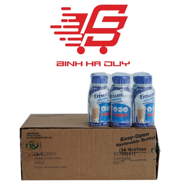 Sữa Ensure Nước 237ml Original hương Vani (24 chai/thùng) Date T5 - T6/2024