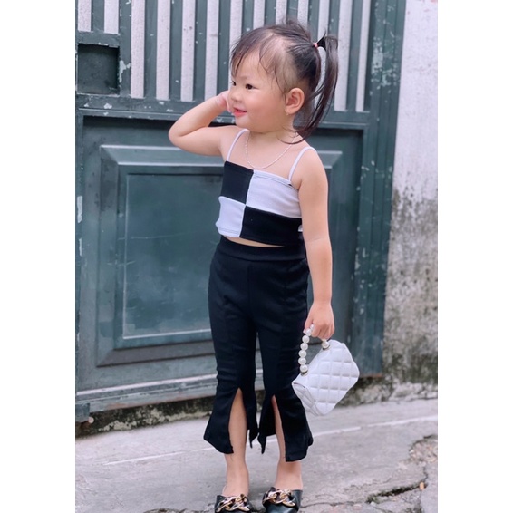 Set Áo 2 Dây Phối Quần Loe Xẻ Tà Thời Trang Bé Từ 7-30kg