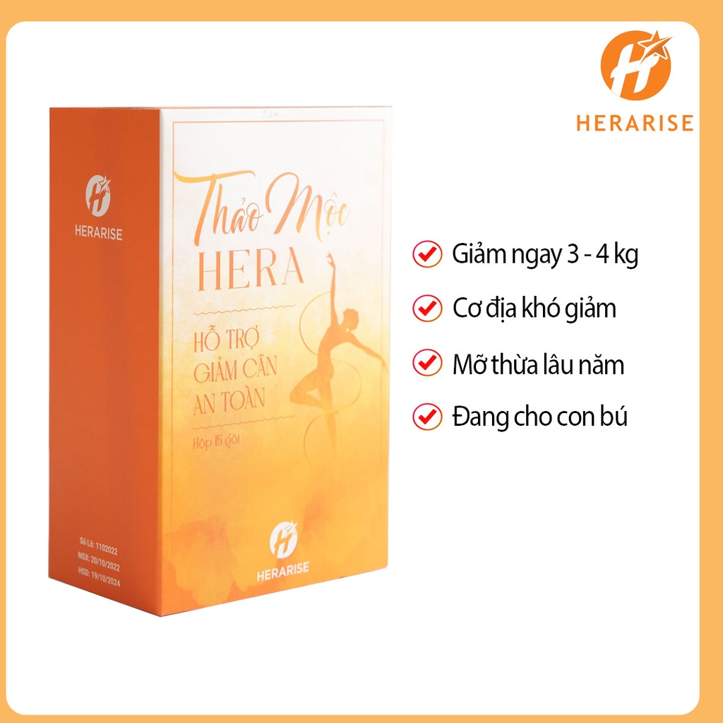 Trà thảo mộc giảm cân HERA Plus HERARISE– hỗ trợ giảm cân, giữ dáng, đẹp da 1 hộp 30 viên