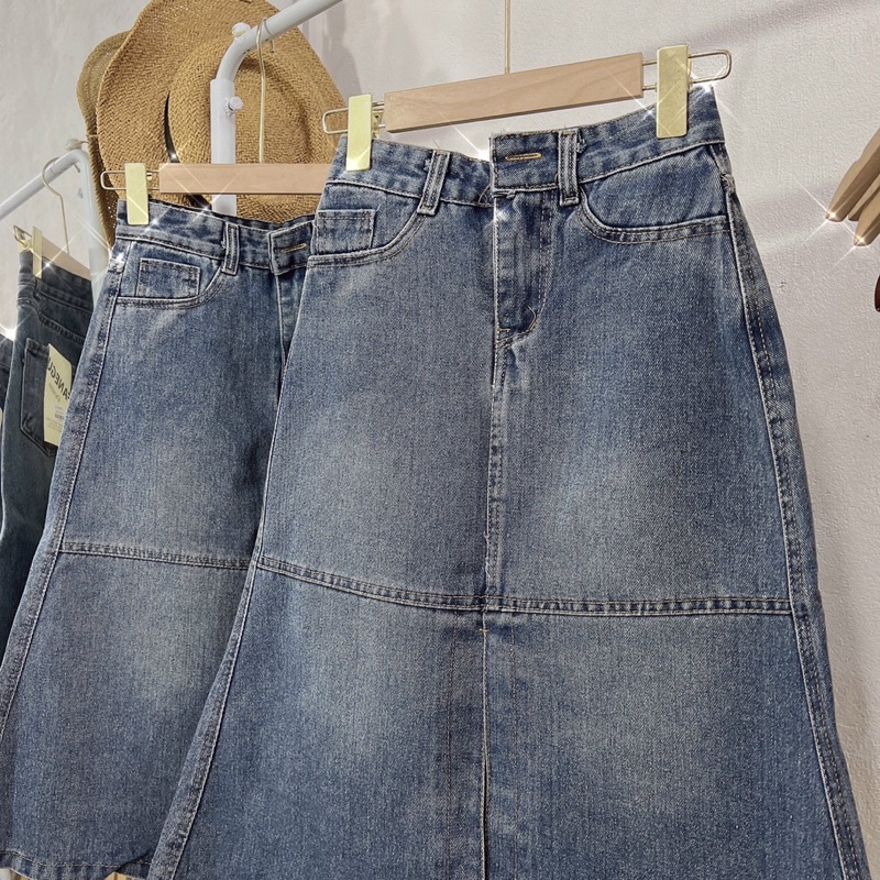 Chân váy jeans dáng dài xẻ lưng cao Cuahangjeans