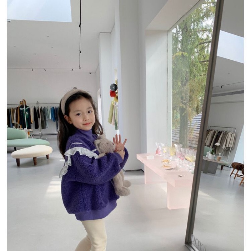 Quần Legging Vải Lông Màu Trơn Co Giãn Thời Trang Mùa Đông Mới Cho Bé Gái