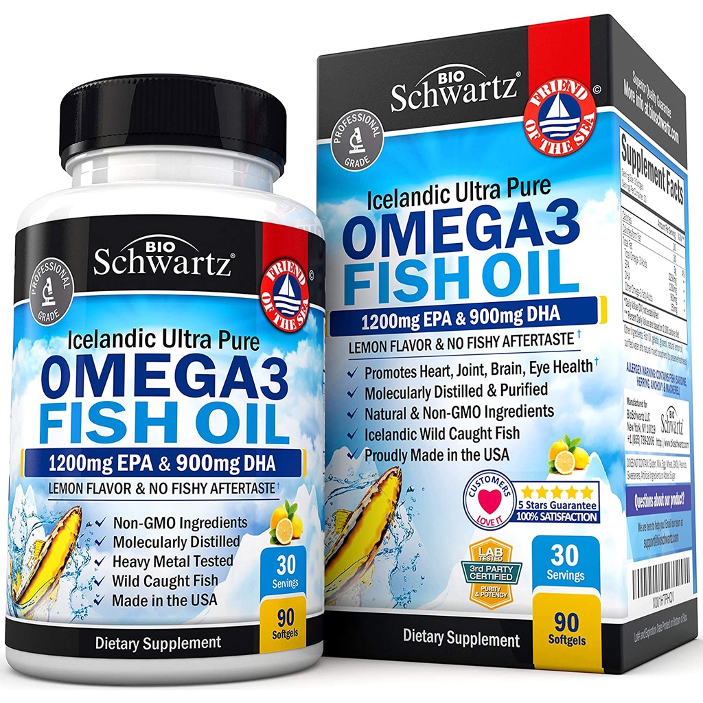 Viên uống dầu cá Omega 3 Fish Oil EPA & DHA 2250mg - Tăng cường miễn dịch, khớp, mắt, não và sức khỏe làn da 90 viên