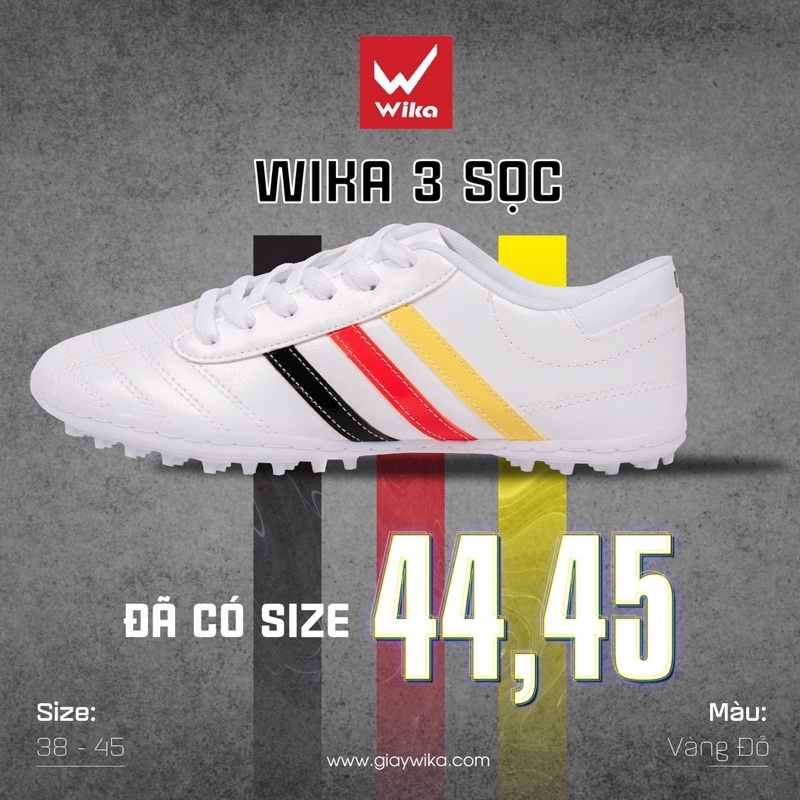 Giầy bóng đá phủi WIKA 3 sọc CT3 chính hãng đế thấp TF