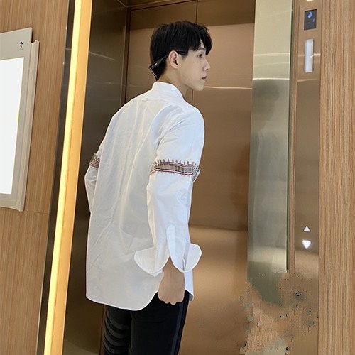 Áo Sơ Mi Ghim Tay Thom❤️Áo Sơ Mi Thom Khóa 4 Sọc Tay, Hàng Form Dáng Chuẩn Unisex