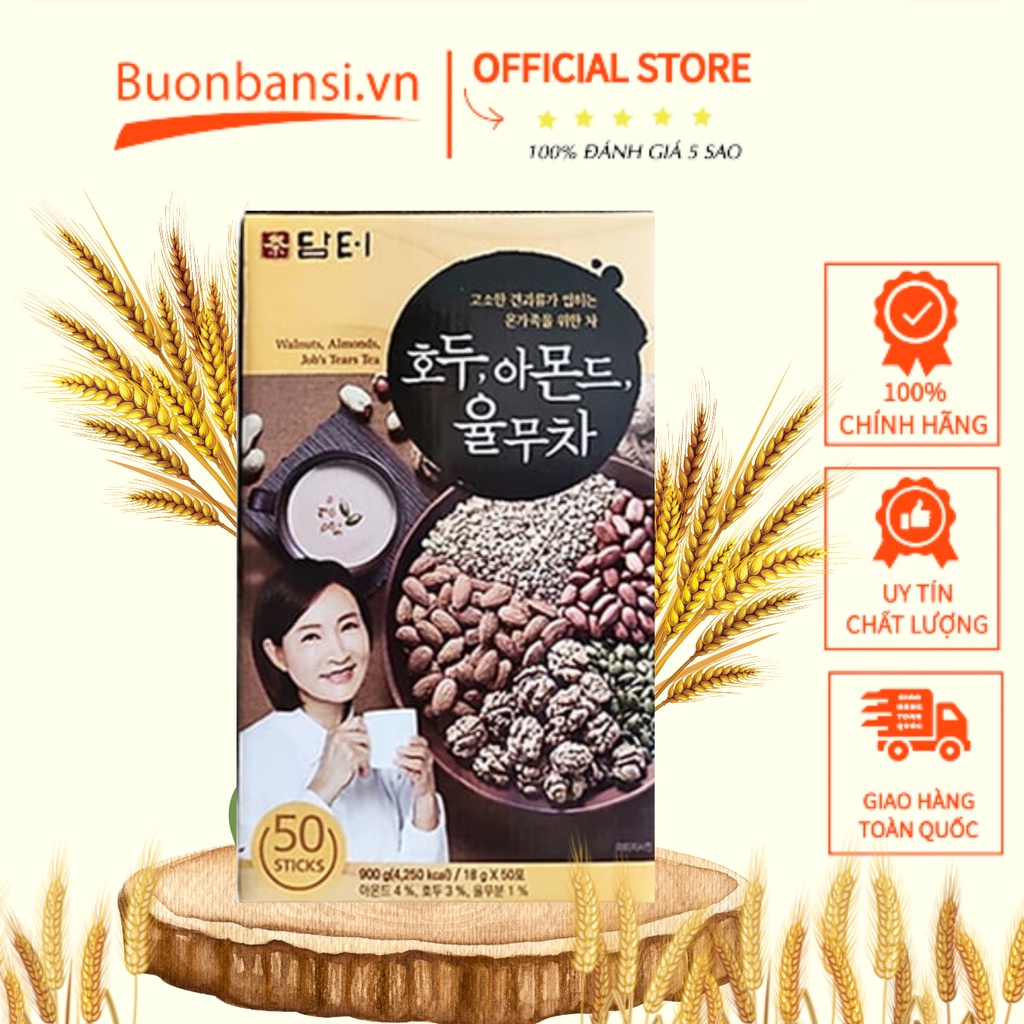 Bột Ngũ Cốc Dinh Dưỡng Walnuts Almonds Job's Tears Tea 18gr x 50 Gói Hàn Quốc