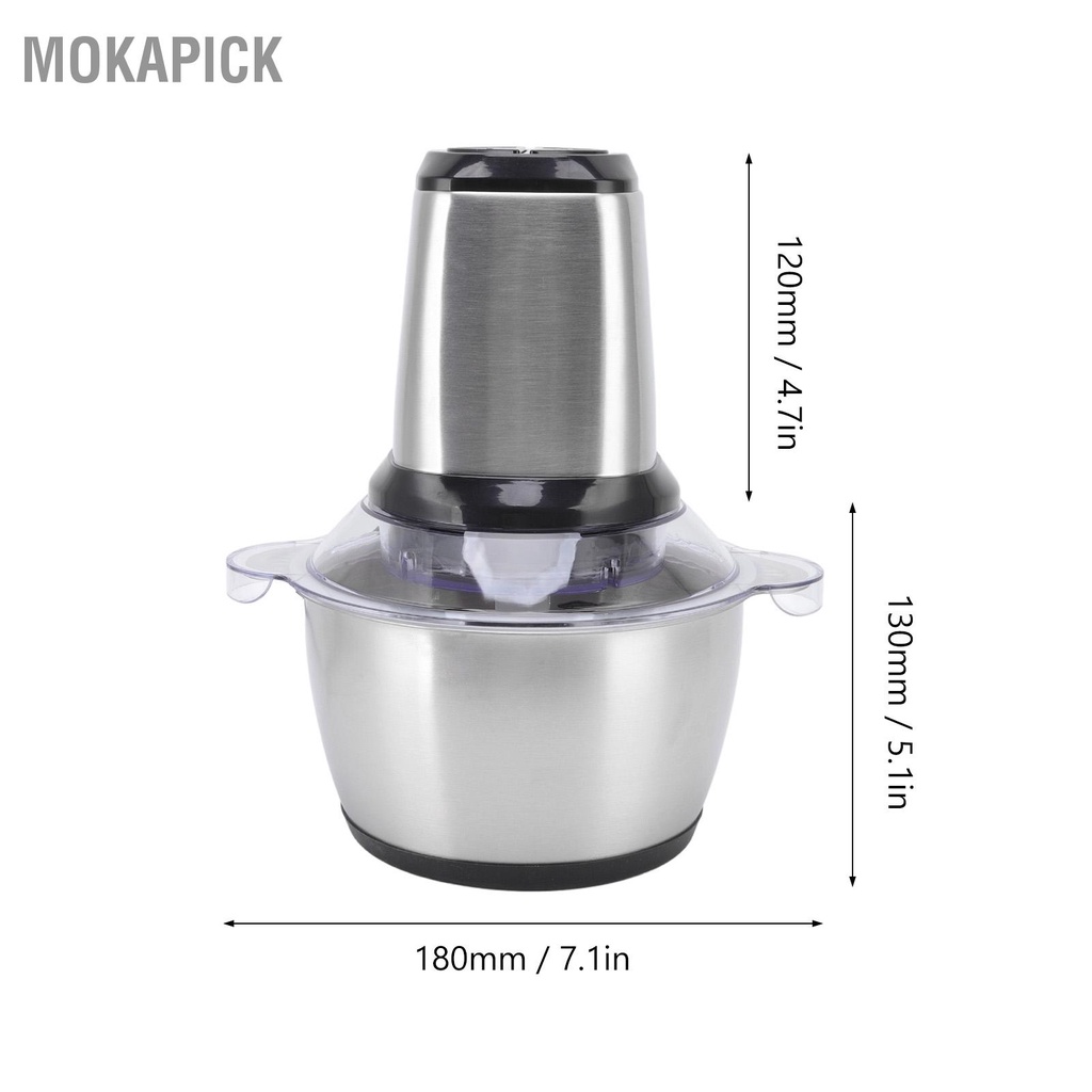 Mokapick Máy xay thịt bằng điện 350W 2L Hai cấp Chức năng phanh Dễ dàng làm sạch thép không gỉ