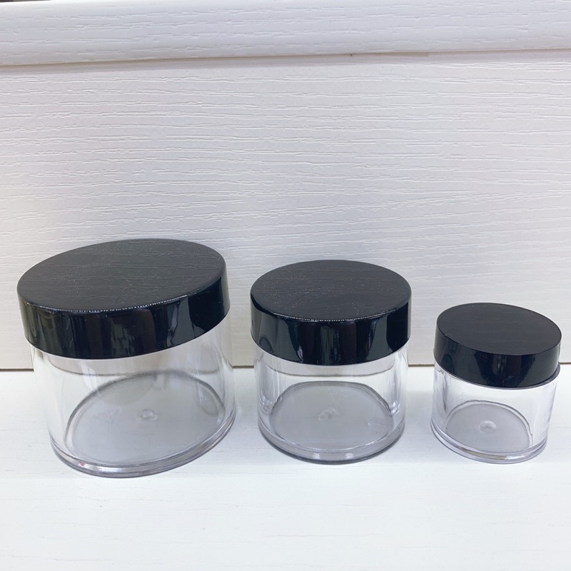 Hũ nhựa thân cao có miếng lót Hủ Chiết Mỹ phẩm, đựng bột nail Triết Kem nắp đen 10g 20g 30g 50g