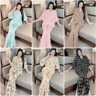 Đồ bộ Pyjama nữ lụa mango, Bộ tay dơi quần dài nhiều mẫu xinh
