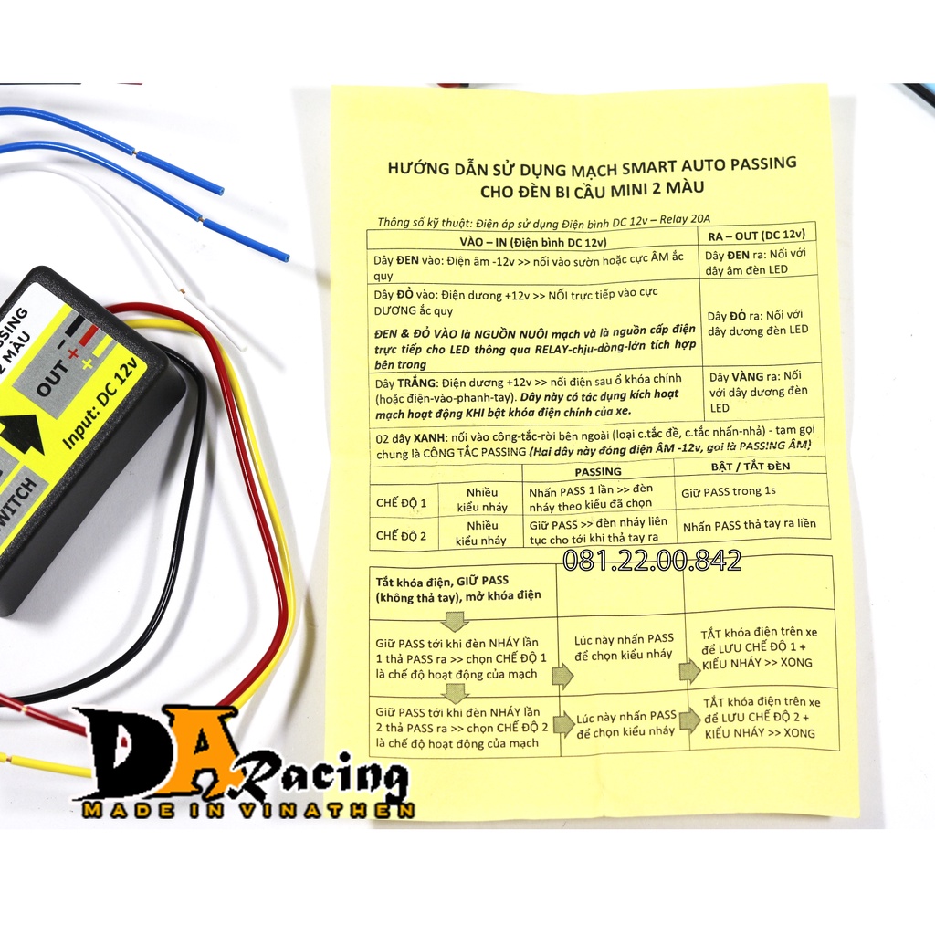 Mạch Pasing Smart 10 Chế Độ Dành Cho Đèn Trợ Sáng Mini 2 màu-Tặng công tắc