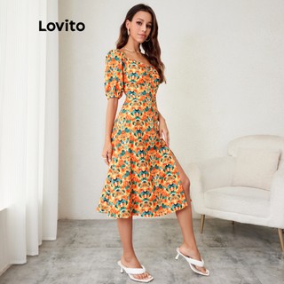 113XJ Lovito  Đầm xòe xếp ly L24LE002 (Nhiều màu)