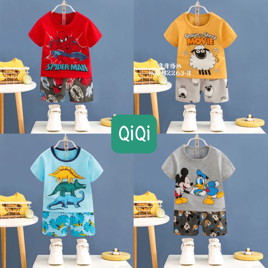 [ QiQi 8-15kg]  Đồ bộ Quảng Châu xuất Hàn cho bé - Bộ cotton xuất hàn QiQi, Kaikai cho bé trai