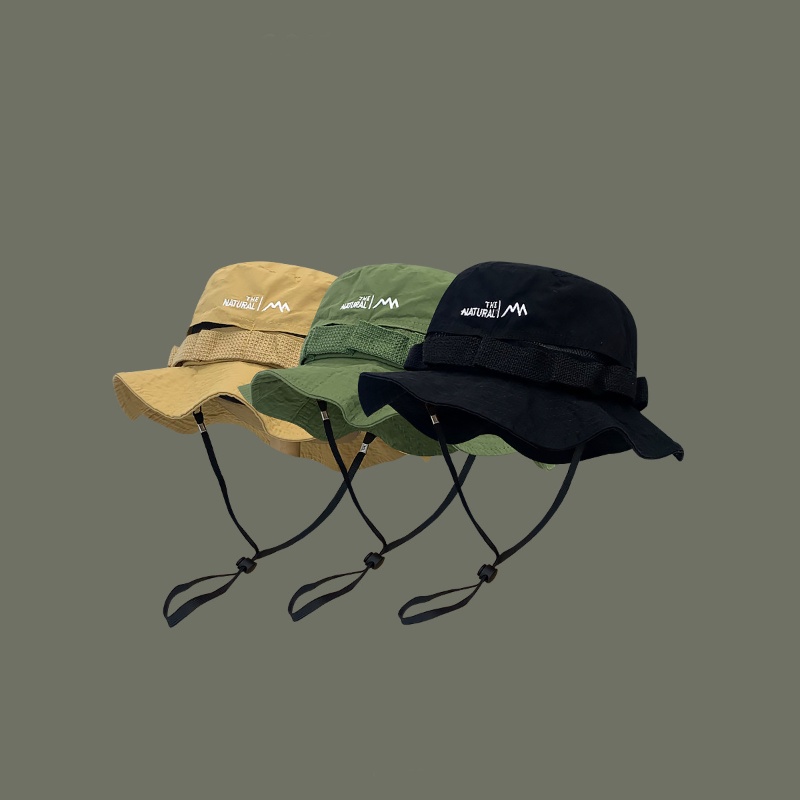 Mũ Cao Bồi Chống Nắng Thoáng Khí Có Dây Rút Phong Cách Nhật Bản