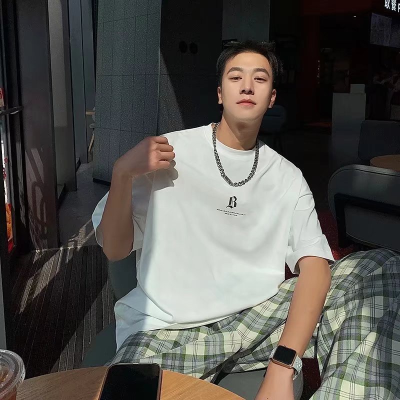 Áo thun nửa tay phong cách đường phố cao cấp Nam 3 màu S-5XL Size Cam Hợp thời trang Phiên bản rộng rãi Hip-Hop Quốc gia Áo sơ mi hợp thời trang Thiết kế cổ tròn Niche Half