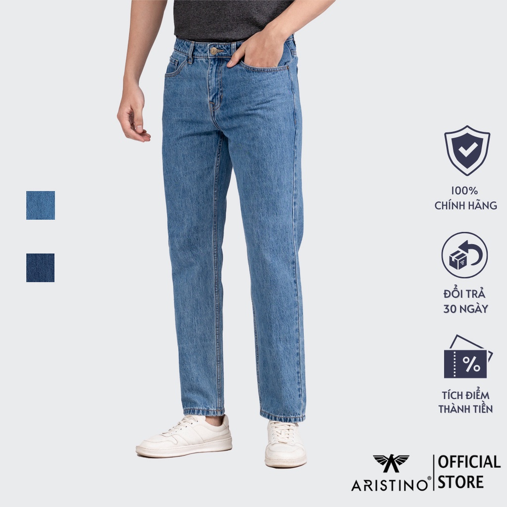 (Mẫu mới) Quần Jeans nam ARISTINO dáng Regular fit suông nhẹ, thiết kế trẻ trung, cotton đứng dáng - AJNR04