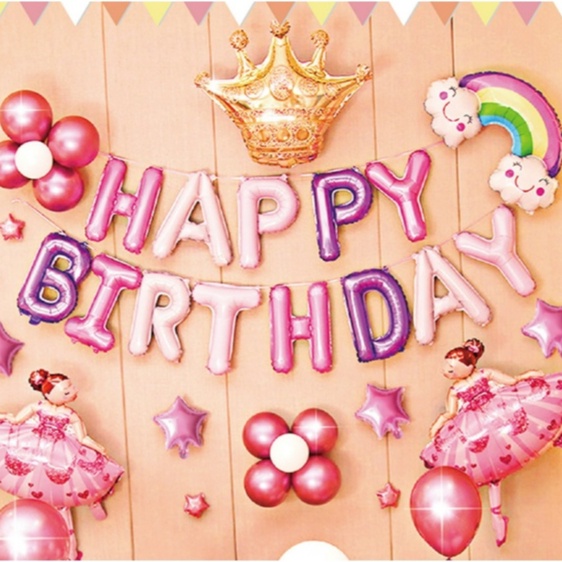 [Hàng sẵn] Set Bong Bóng Trang Trí Sinh Nhật Đầy Đủ Phụ Kiện Siêu Xinh, Bong Bóng Trang Trí Sinh Nhật Cho Bé