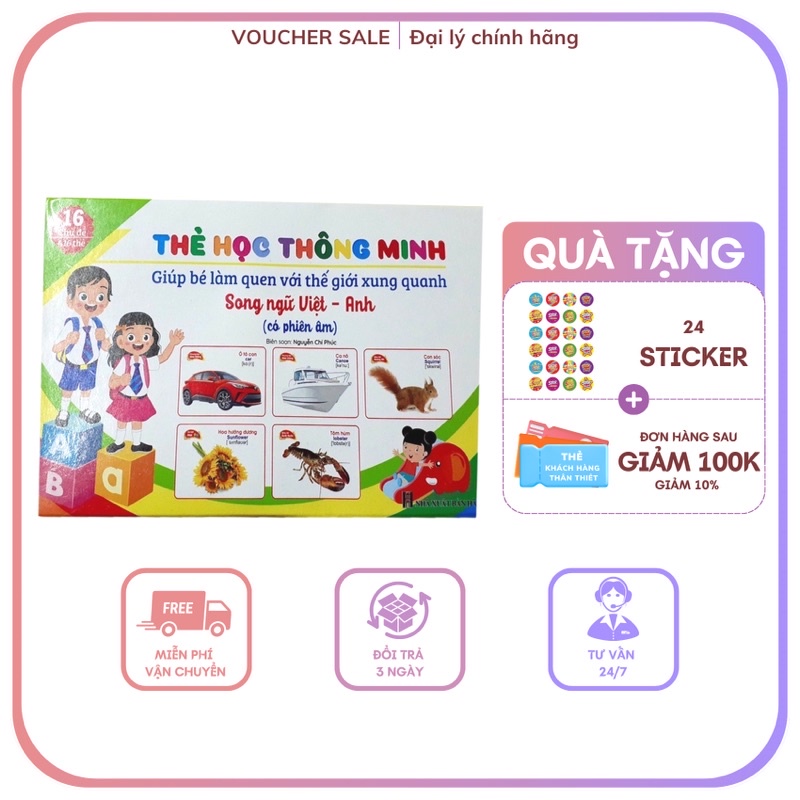 Flashcard cho bé-Bộ 416 thẻ học thông minh 16 chủ đề song ngữ cho bé,nhận biết Thế giới xung quanh - đồ chơi thông minh